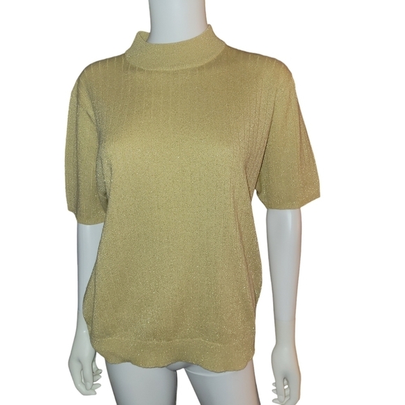 Sag Harbor Metallic Gold Turtleneck Sweater L - Picture 1 of 3